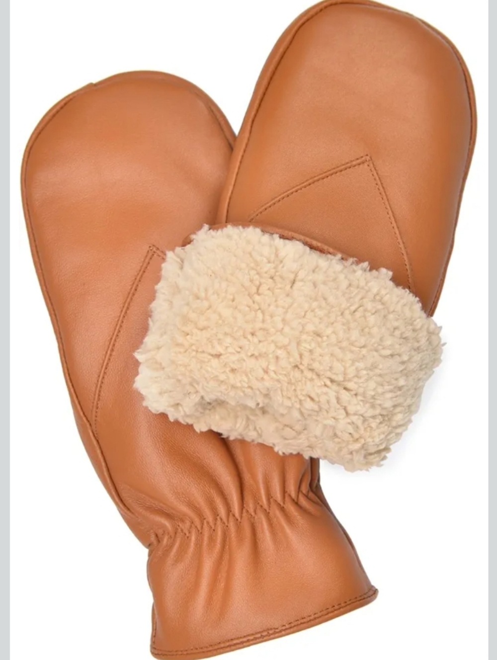 Size XL Tan Soft Leather Mittens Mens Breathable Gloves Mitts Hand Warmer